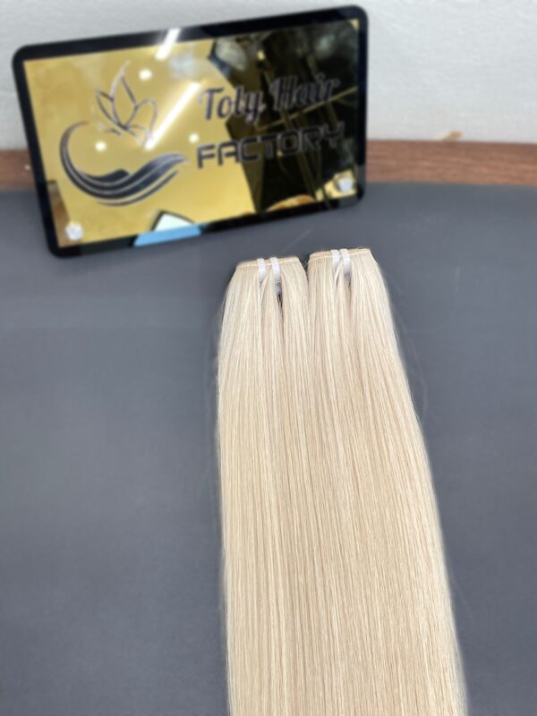 Hot selling High quality Blonde weft hair extension 100% Human Hair 3